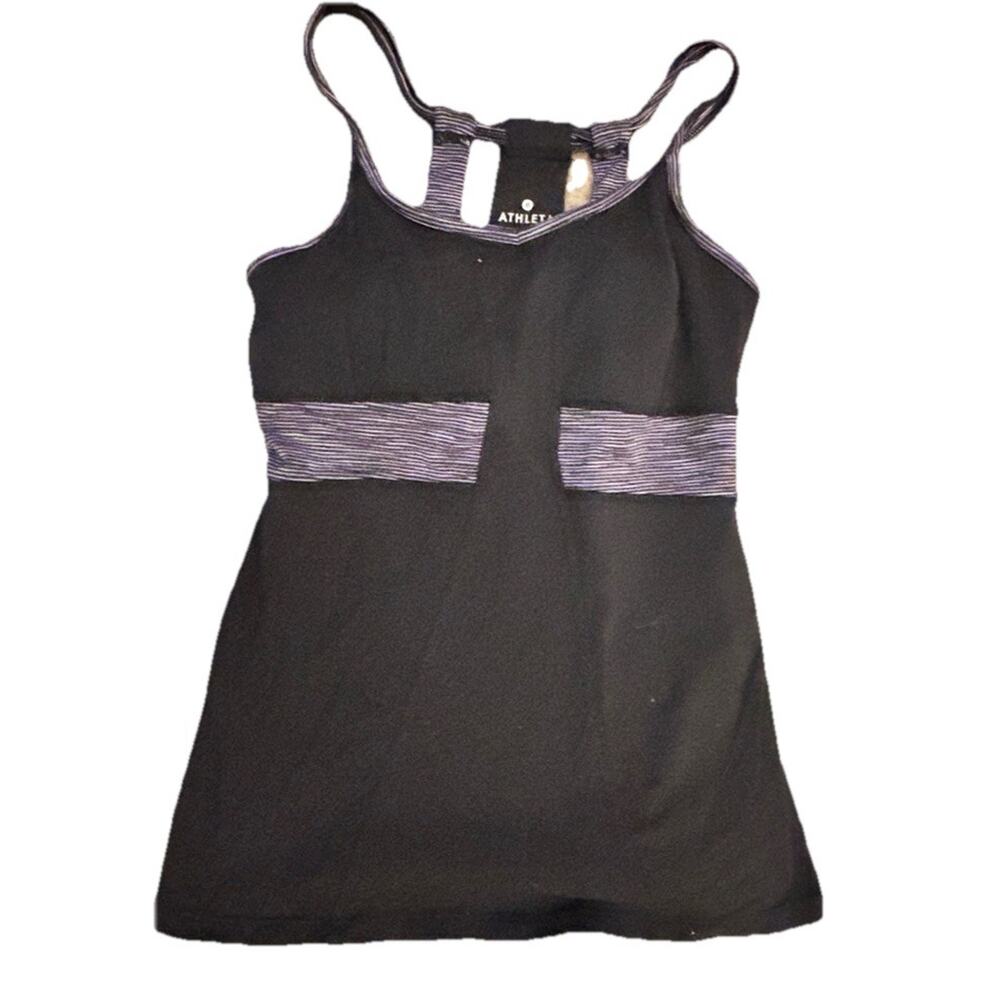 Athleta Black W/Purple Tank Top Sz Small Gym Workout Athletic Yoga